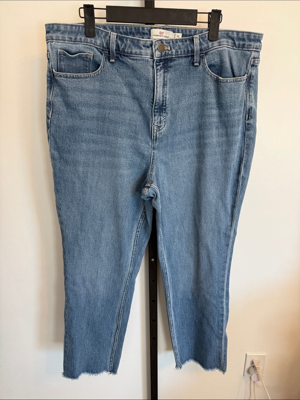 Vineyard Vines Women's Light Blue Straight Leg Frayed Hem Jeans Size 33